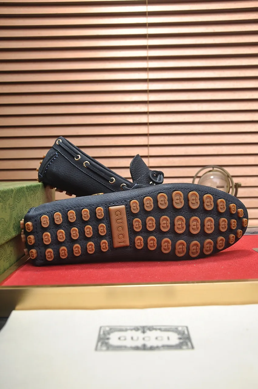 Men's Men's Shoes💰420💶【GUCCI】 (High-end Niuli) New 🍀Gucci*——Gucci Doudou Shoes! Made of imported original cowhide, the inner top layer is comfortable cowhide lining! Original wear-resistant rubber outsole! High quality products! Code number 38-44!